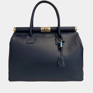 Black Italian Leather Handbag | Handcrafted Structured Luxe Bag | New